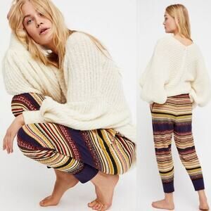 Free People Womens All Mixed Up Striped Knit Jogger Size XS Multicolor NWT